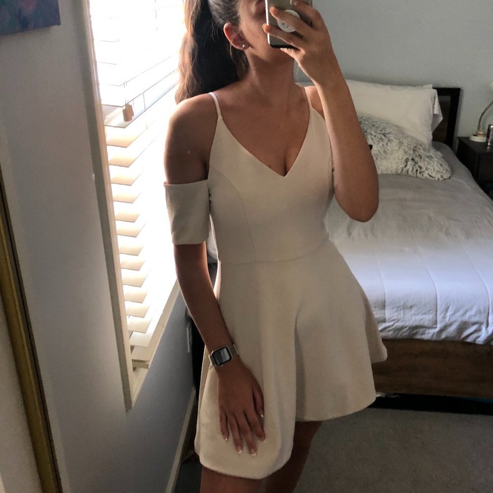 Lulu's Cream Off the Shoulder Dress